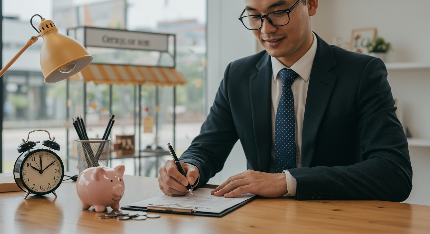 Entrepreneur reviewing small business loan application on a laptop