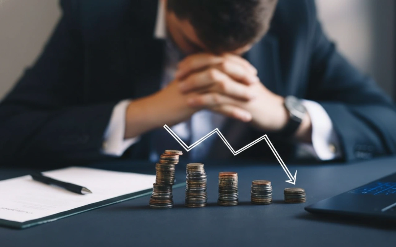 Businessman reviewing miniature house models